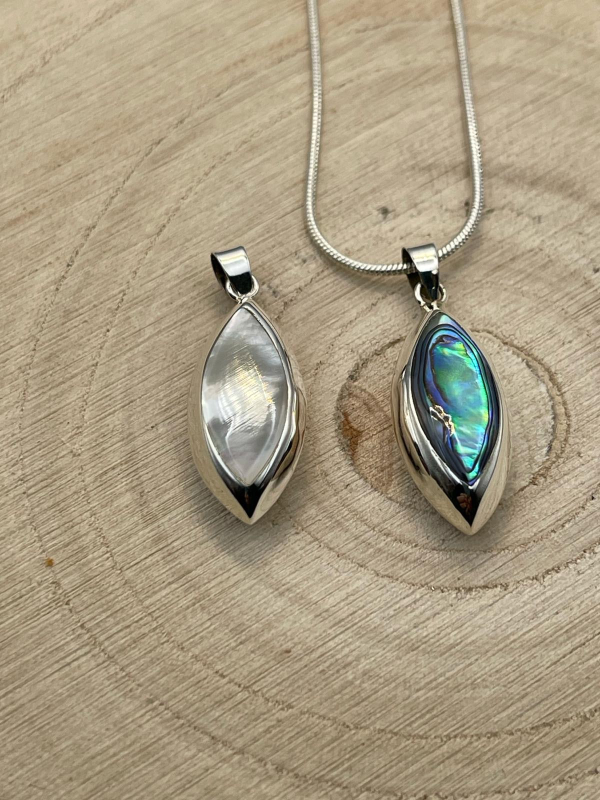 Double sided Abalone Shell - Set in 925 Sterling Silver.