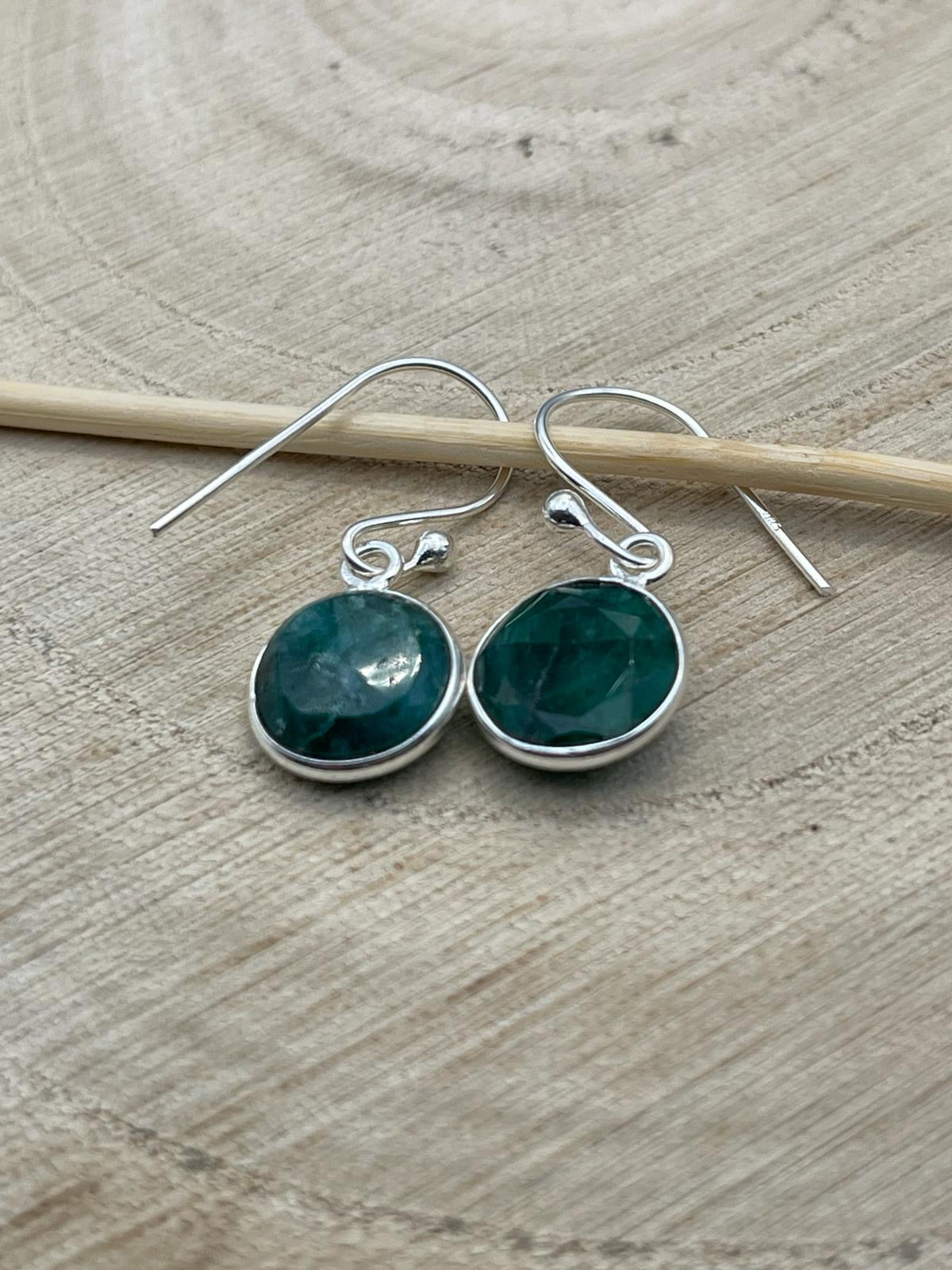 Green Jasper Earrings - Set in 925 Sterling Silver.