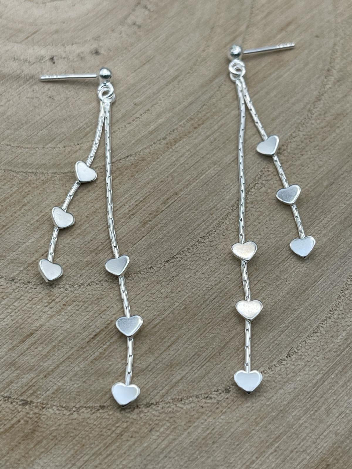 Heart Chandelier Earrings - Set in 925 Sterling Silver.