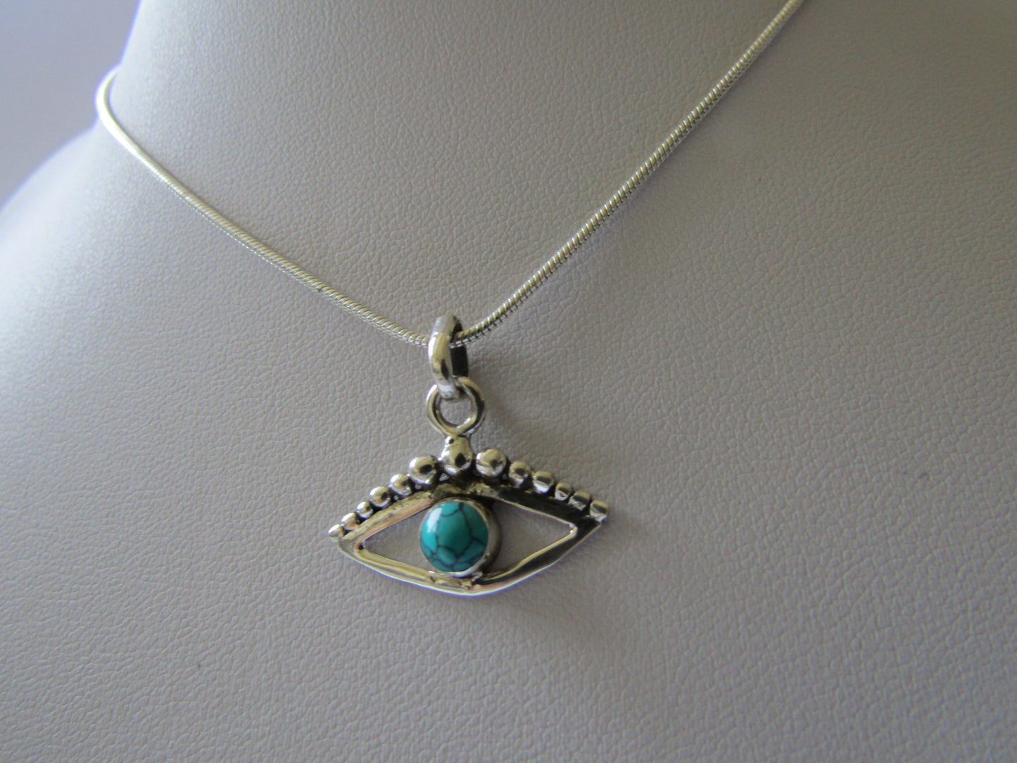 Evil Eye Necklace with Turquoise - Set in 925 Sterling Silver.