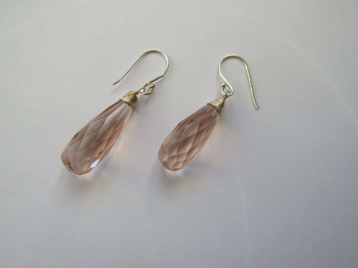 Morganite Faceted Earrings 925 Silver