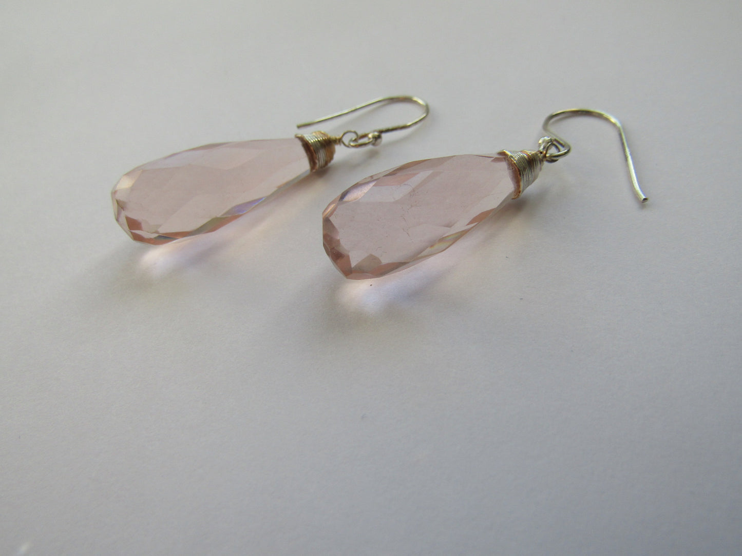 Morganite Faceted Earrings 925 Silver