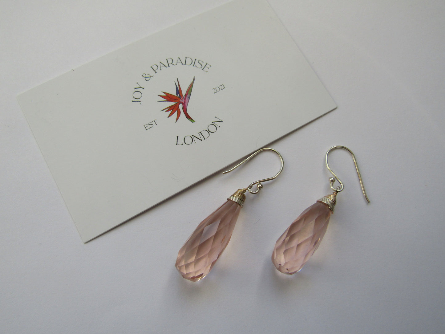 Morganite Faceted Earrings 925 Silver