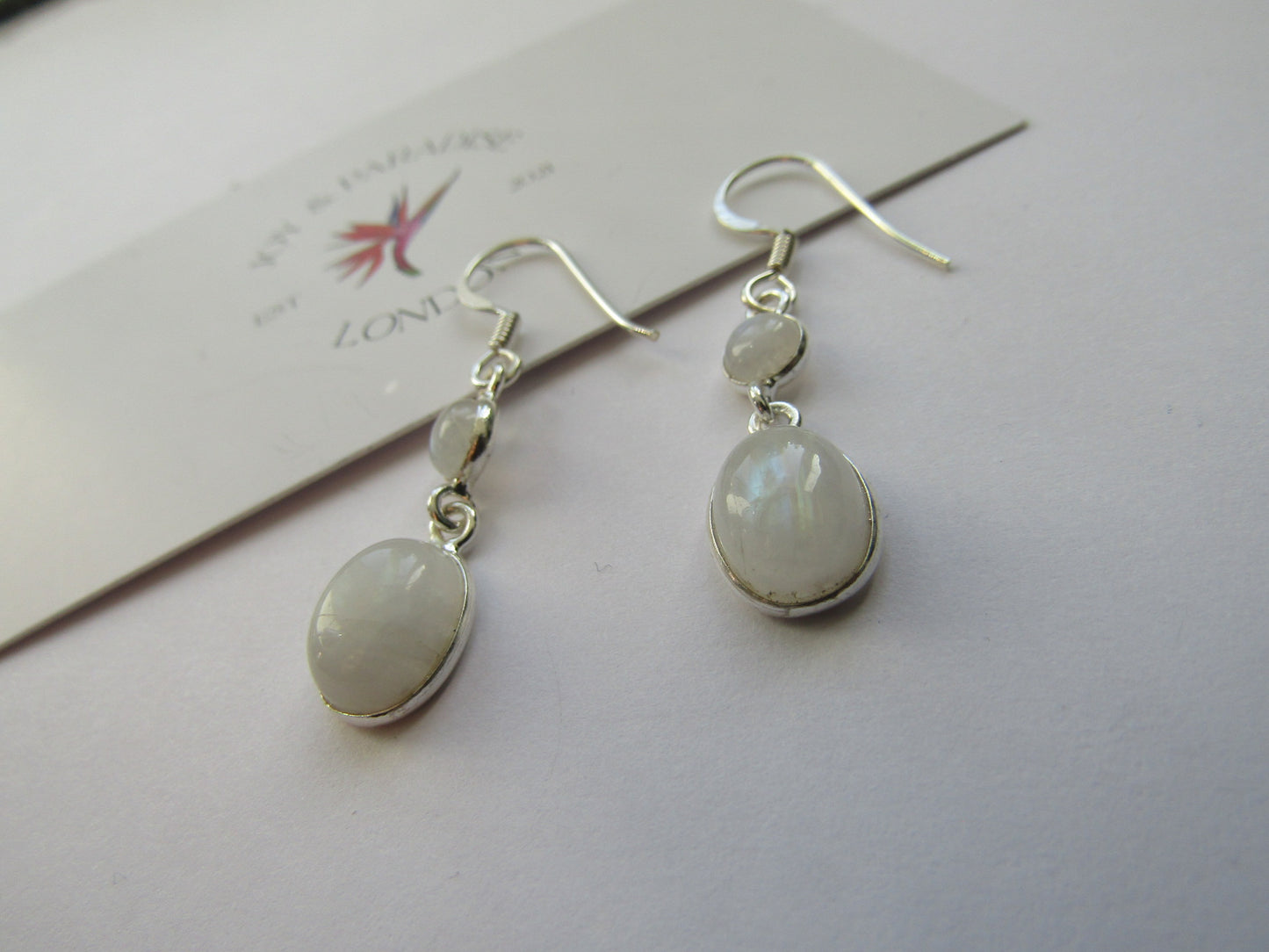Moonstone Earrings - Set in Sterling Silver.