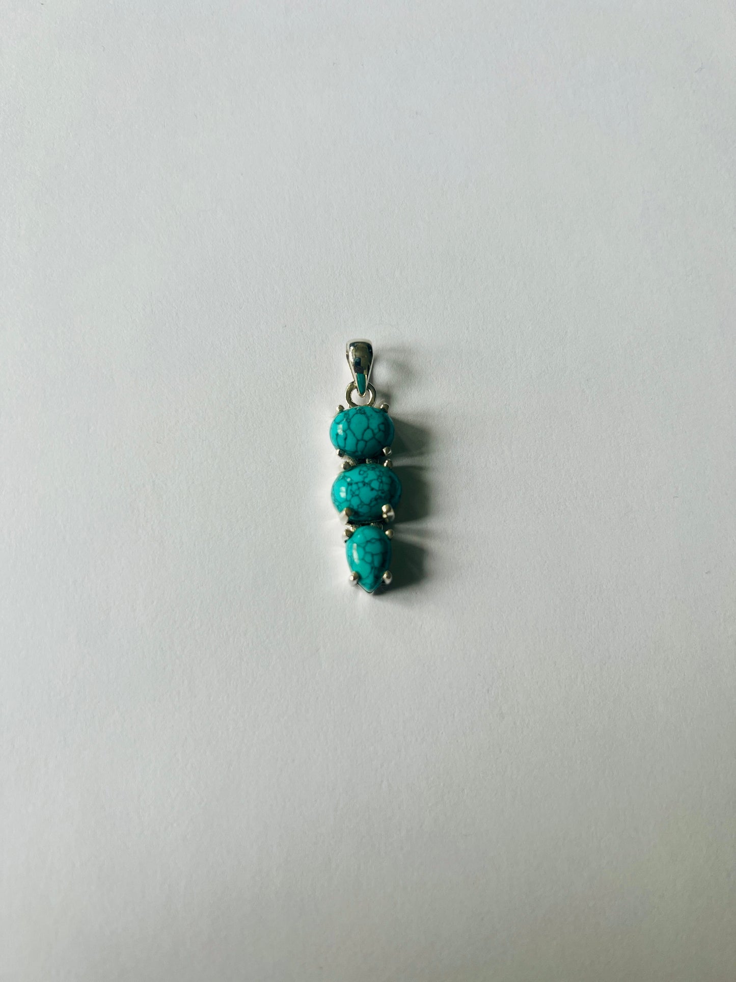 Sterling Silver Three-Stone Turquoise Necklace