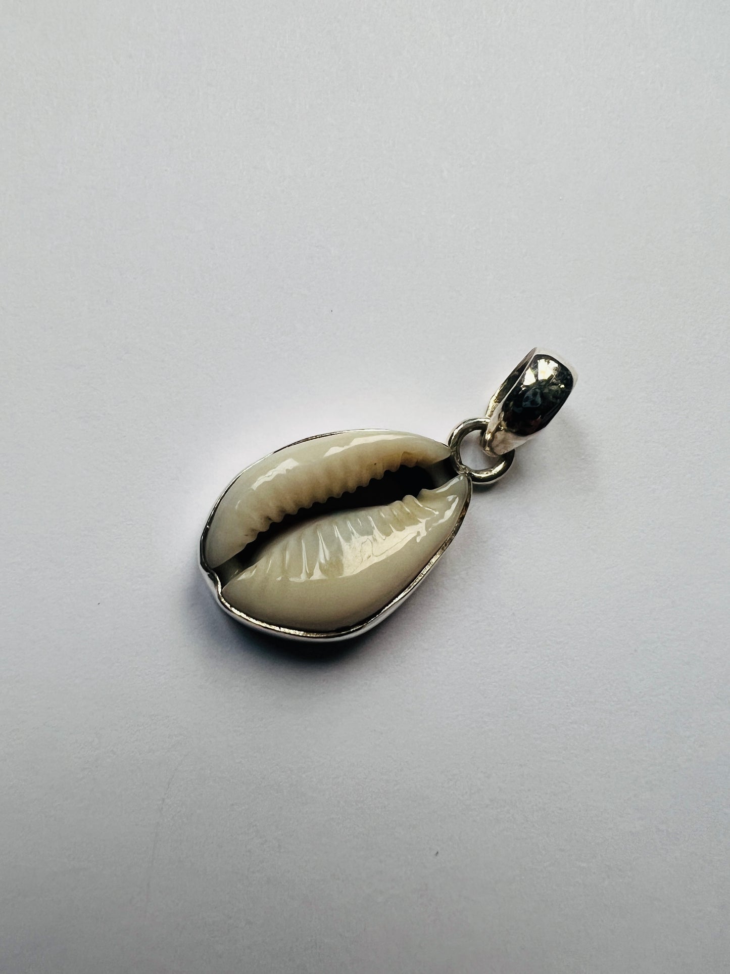 Shell Necklace- White Enamel - Set in 925 Sterling Silver.