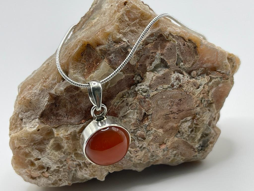 Carnelian Necklace - Set in 925 Sterling Silver.