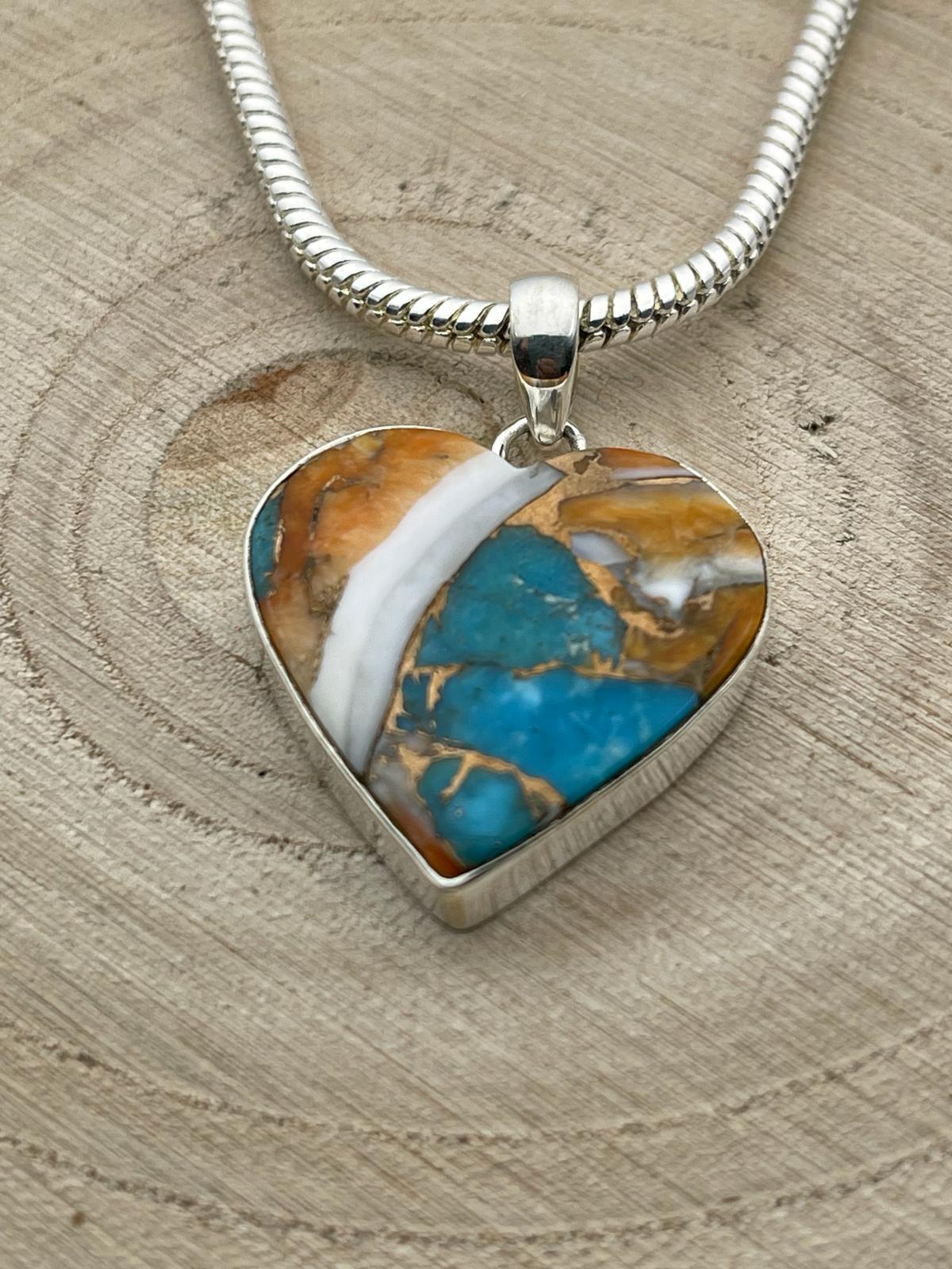 Oyster Turquoise Pendant - Set in 925 Sterling Silver.