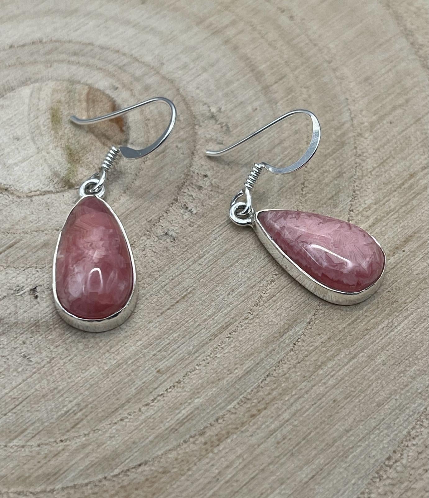 Rhodchrosite Earrings - Set in 925 Sterling Silver.