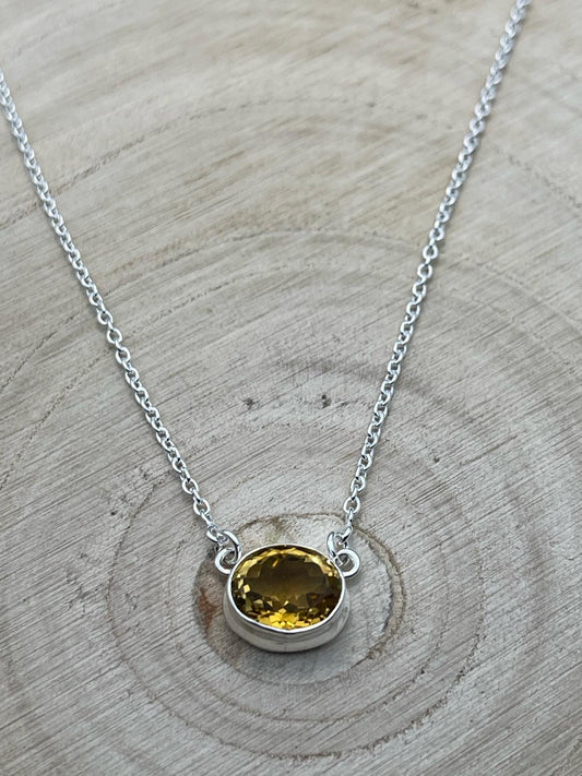 Citrine Necklace - Set in 925 Sterling Silver.