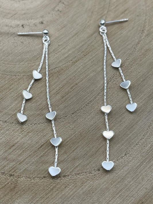 Heart Chandelier Earrings  - Set in 925 Sterling Silver.