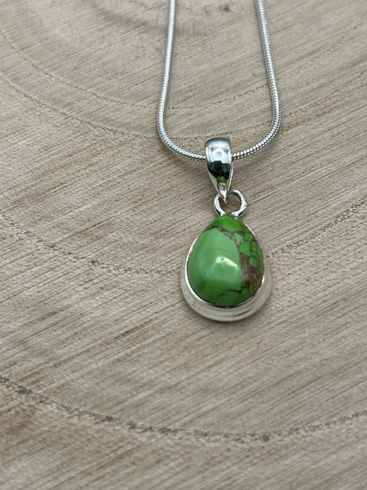 Gaspeite Pendant - Set in 925 Sterling Silver.