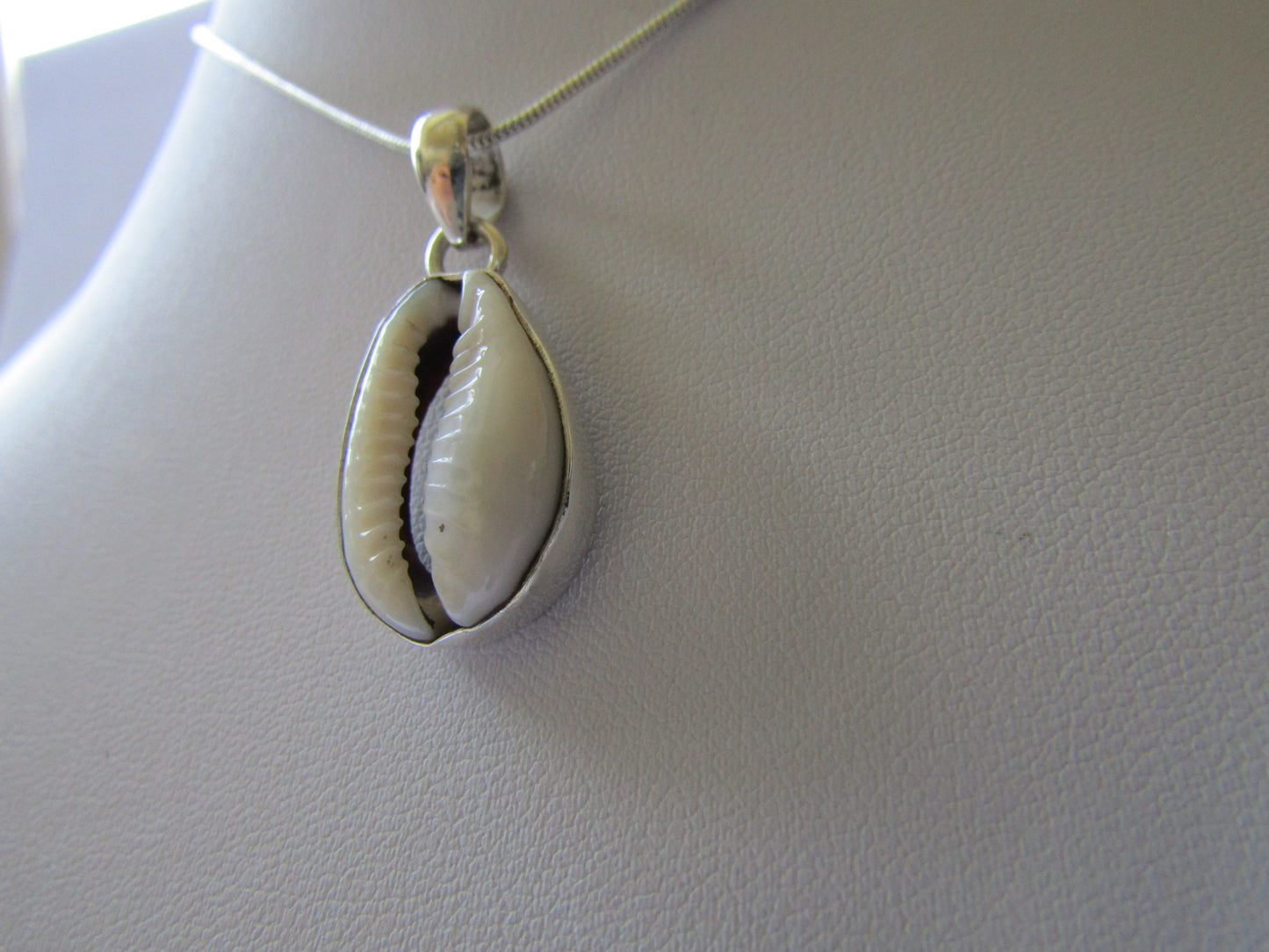 Shell Necklace- White Enamel - Set in 925 Sterling Silver.