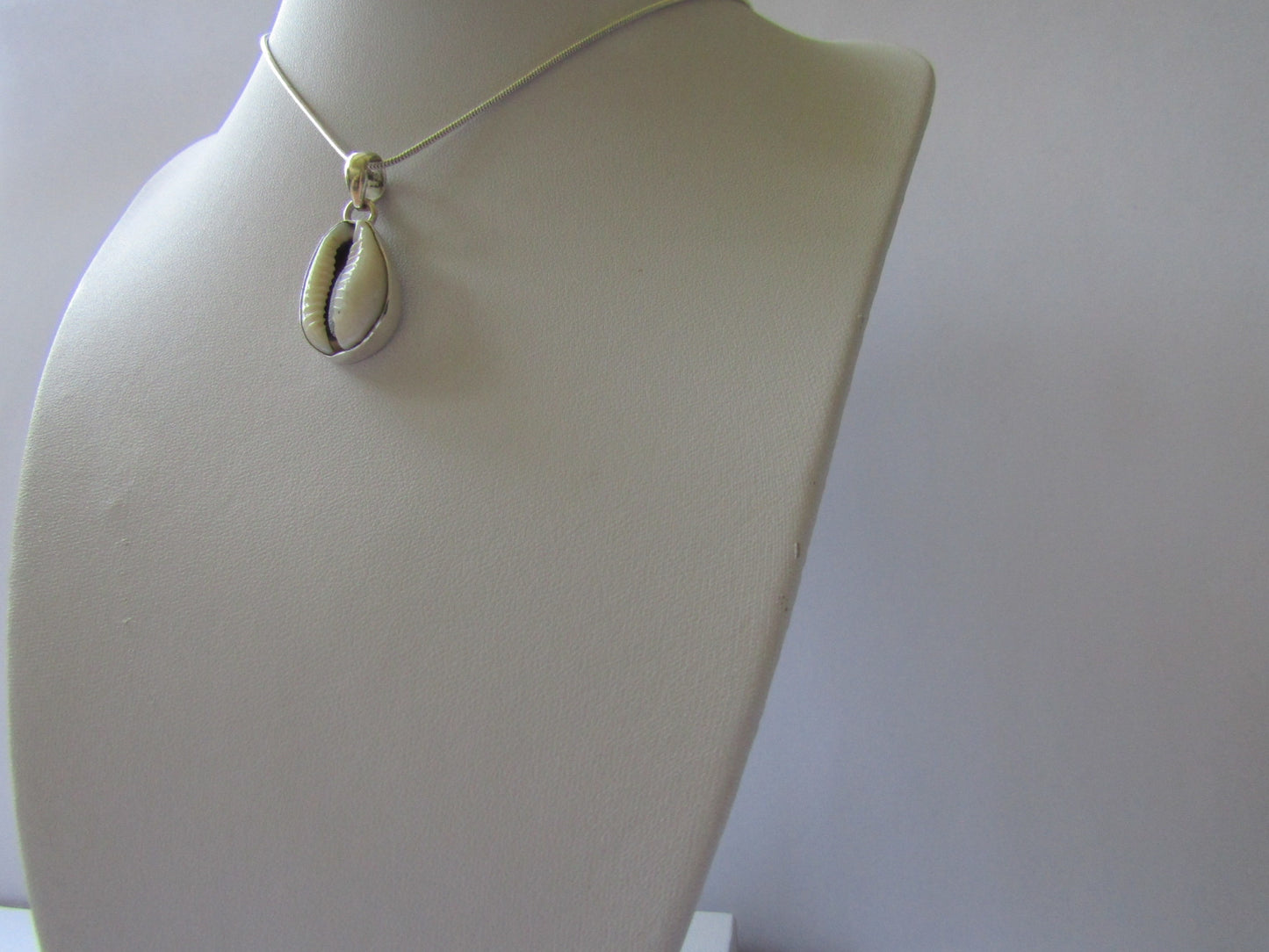 Shell Necklace- White Enamel - Set in 925 Sterling Silver.