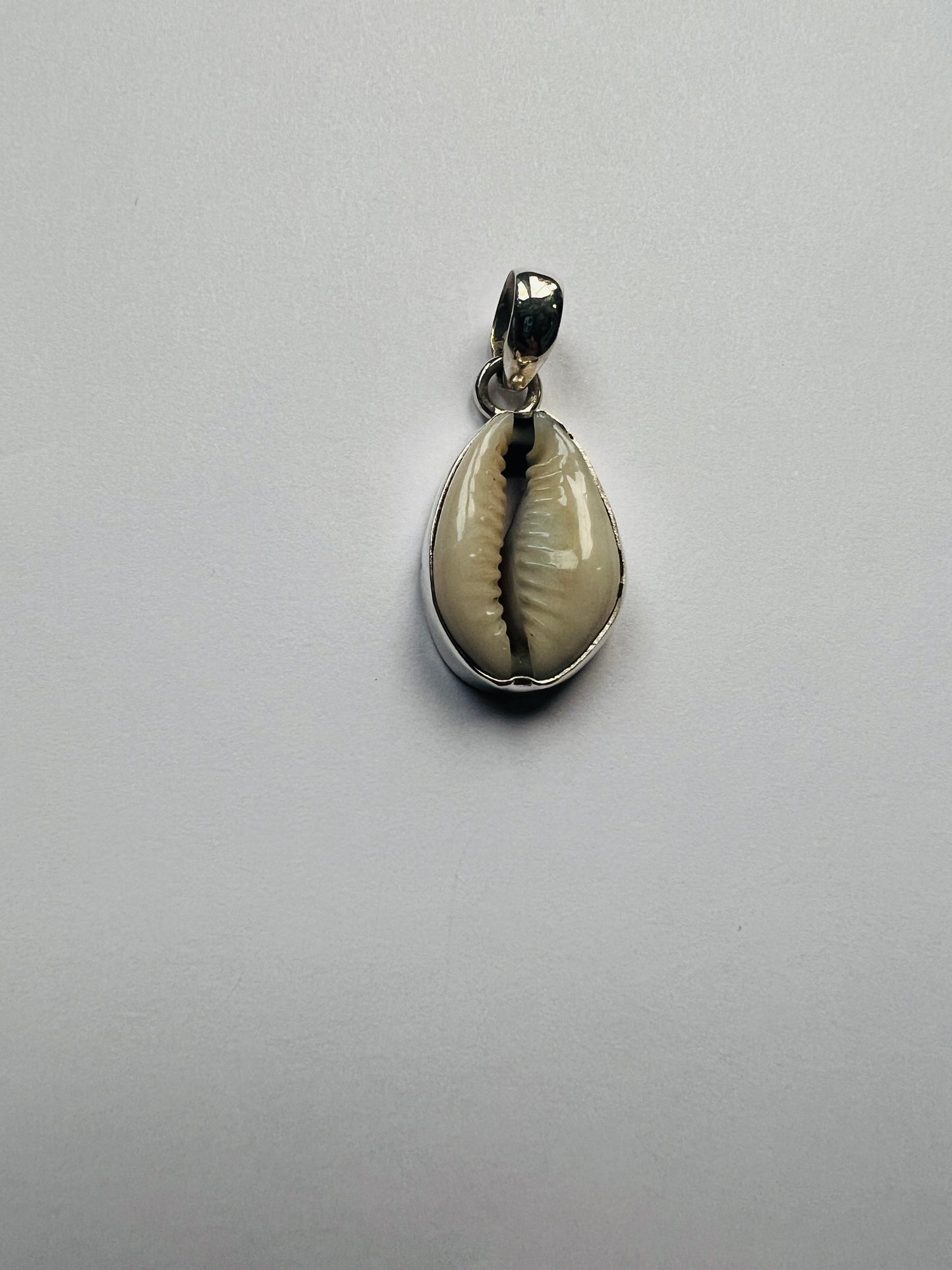 Shell Necklace- White Enamel - Set in 925 Sterling Silver.