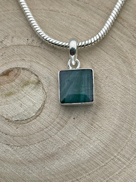 Emerald Pendant - Set in 925 Sterling Silver.